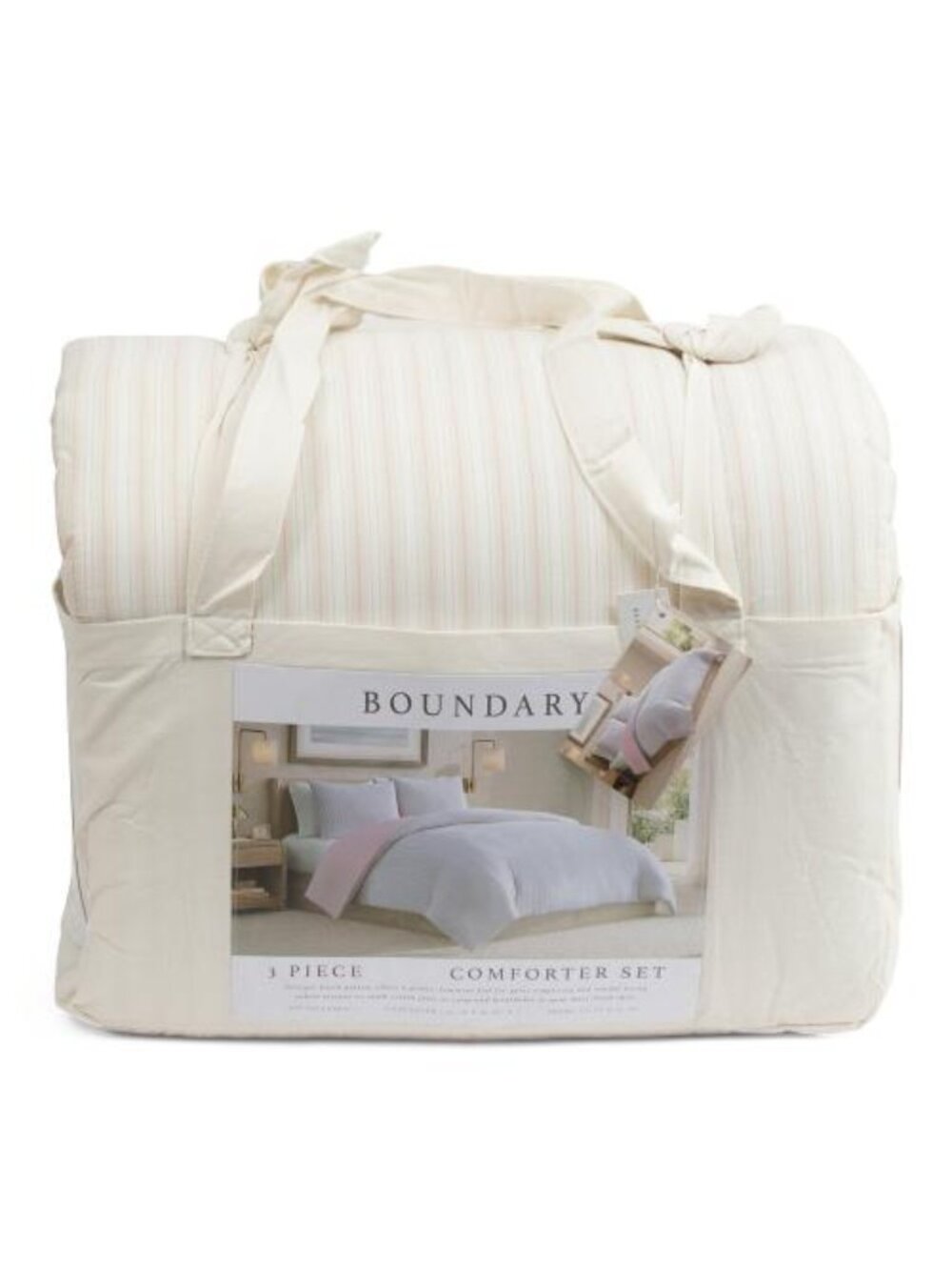BOUNDARY Delicate Blush & Green Stripe Comforter Set